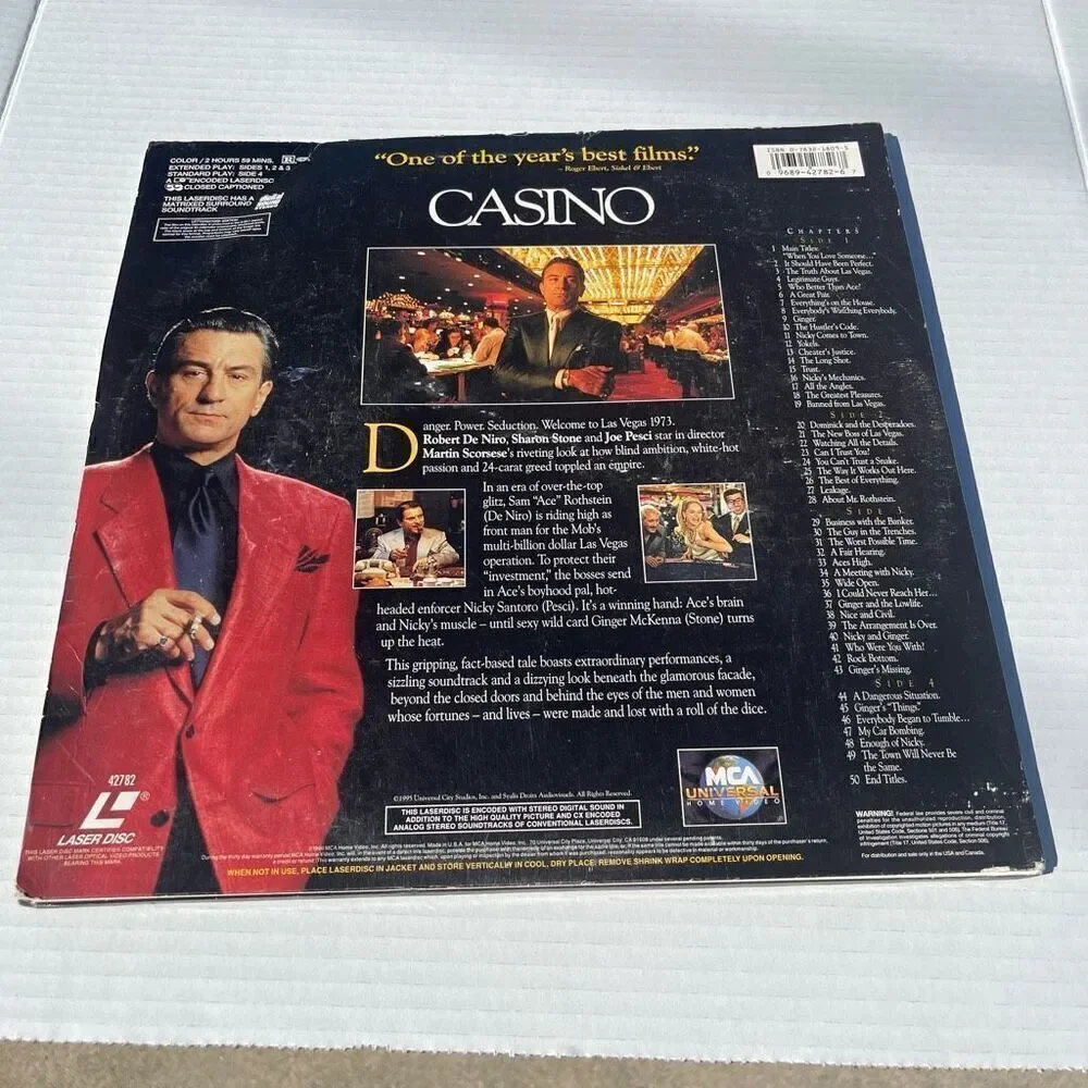 CASINO Laserdisc Movie Robert DeNiro Sharon Stone
